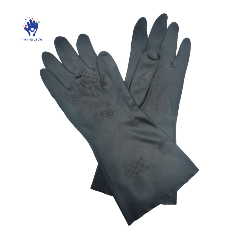 Industrial Rubber Gloves Manufacturer - Black Neoprene Acid Alkali Resistant Anti-slip Durable Thickened for Household