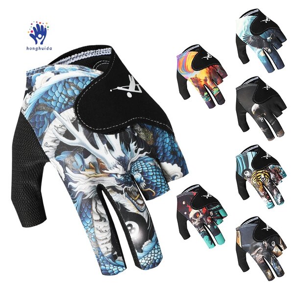 Snooker Gloves Manufacturer - Professional Breathable Non-slip Exposed Fingers Left Hand Spandex Microfiber Anti-slip 18cm