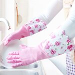 Household Gloves Manufacturer - Winter Plush Lengthened Thickened PVC Sleeves Non-slip for Laundry Dishwashing
