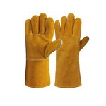 Welding Gloves Manufacturer - Labor Protection Long Seamless Plush Cowhide High Temperature Resistant Soft Wear-resistant