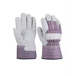 Welding Gloves Manufacturer - Striped Cloth Full Palm Cowhide Labor Protection Comfortable Two-layer Half Leather