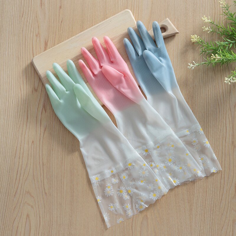 Cleaning Gloves Manufacturer - Two-Colour Gradient PVC Housework Dishwashing Winter Oil-Proof Waterproof Thickened