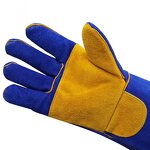 Welding Gloves Manufacturer - 40cm Cowhide Medium Thickness Durable Fireproof Thermal Insulation Sapphire Blue