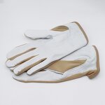 Sheepskin Gloves Manufacturer - Beige Leather Stretch Cloth Knitted Breathable Cuffs Anti-Static for Garden Medium