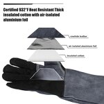 Heat Resistant Gloves Manufacturer - 500-degree Fireproof Soft Cowhide Wear-resistant Anti-puncture for Oven BBQ