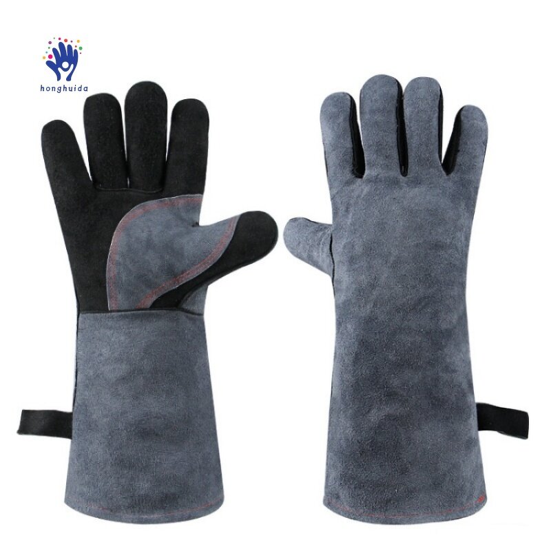Heat Resistant Gloves Manufacturer - 500-degree Fireproof Soft Cowhide Wear-resistant Anti-puncture for Oven BBQ