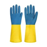 Industrial Safety Gloves Manufacturer - Durable Yellow Blue Neoprene Natural Rubber Strong Acid Alkali Resistance