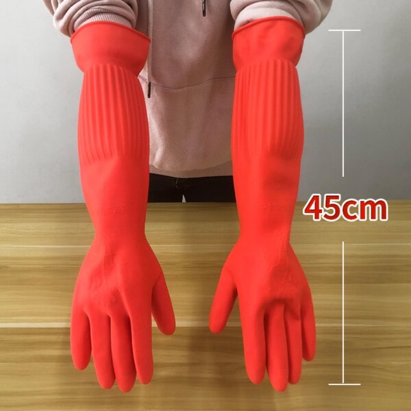 Dishwashing Gloves Manufacturer - 45cm Light Inside Rubber Latex Sanitary Waterproof Puncture Resistant