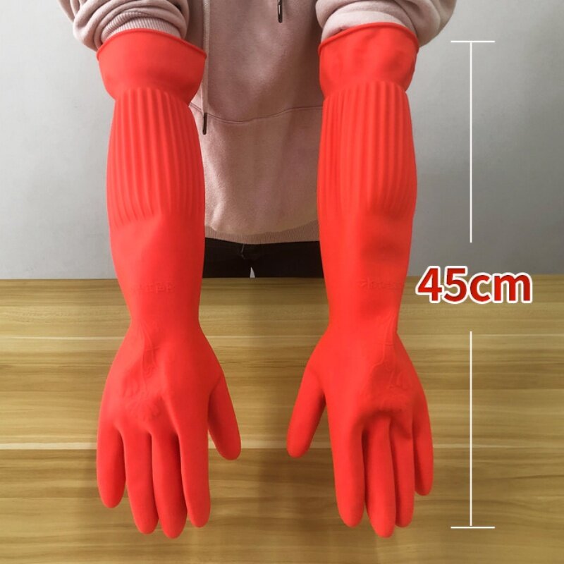 Dishwashing Gloves Manufacturer - 45cm Light Inside Rubber Latex Sanitary Waterproof Puncture Resistant