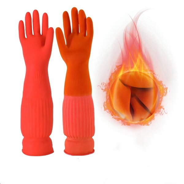 Household Gloves Manufacturer - 38cm Anti-slip Waterproof Anti-scratch Sanitary Lined Rubber Latex All Seasons