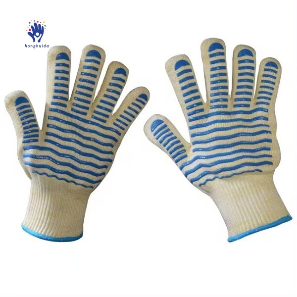 BBQ Gloves Manufacturer - High Temperature Resistant 500 Degrees Oven Flame Retardant Non-slip Cotton Dotted