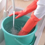 Kitchen Gloves Manufacturer - 55cm Red Latex Medium Thickness Anti-slip Waterproof Dishwashing All Seasons