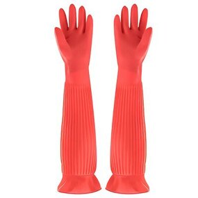 Kitchen Gloves Manufacturer - 55cm Red Latex Medium Thickness Anti-slip Waterproof Dishwashing All Seasons