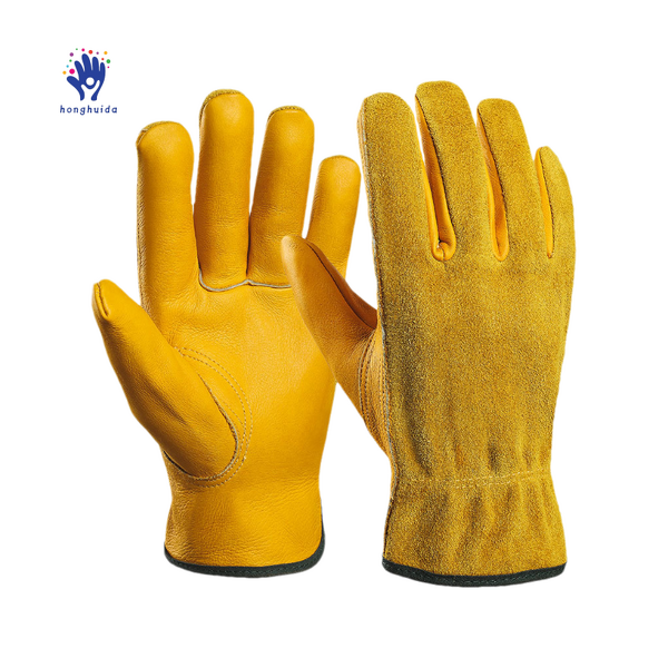 Outdoor Gloves Manufacturer - Yellow Cowhide Soft Reusable Waterproof Cycling Wear-resistant Thorn-proof Heat Resistant