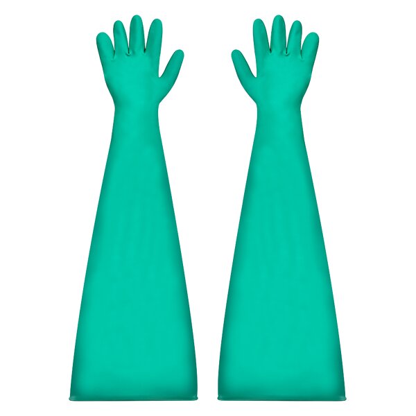 Laboratory Gloves Manufacturer - Nitrile Rubber Green 800mm 0.55mm Thick Anti-Slip Chemical Resistant for Glove Box