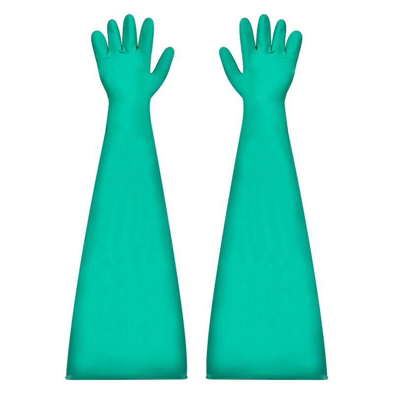 Laboratory Gloves Manufacturer - Nitrile Rubber Green 800mm 0.55mm Thick Anti-Slip Chemical Resistant for Glove Box