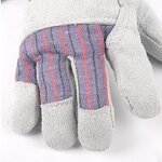 Welding Gloves Manufacturer - Striped Cloth Full Palm Cowhide Labor Protection Comfortable Two-layer Half Leather