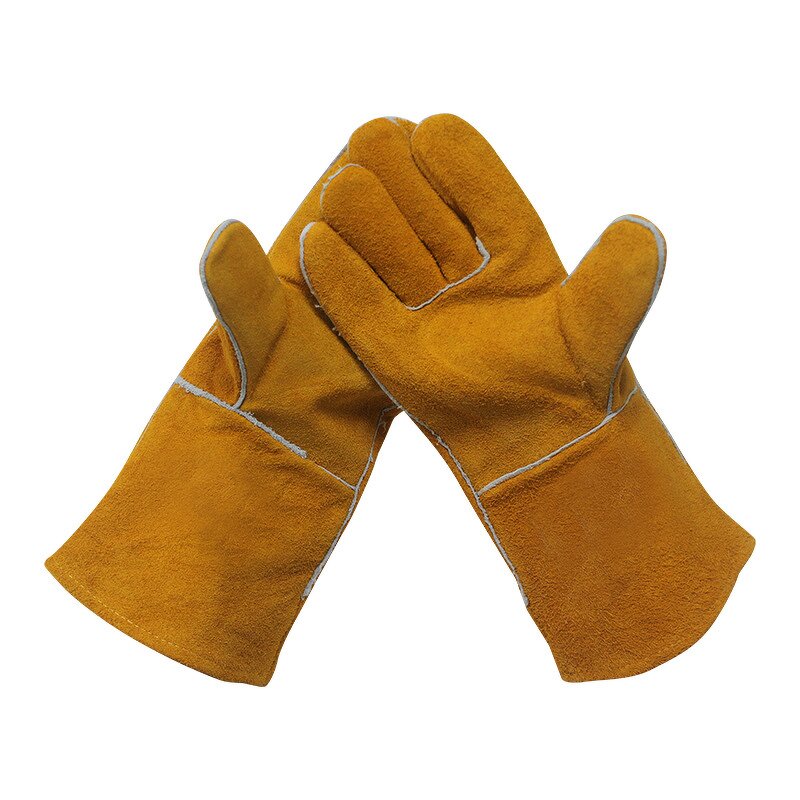 Welding Gloves Manufacturer - Labor Protection Long Seamless Plush Cowhide High Temperature Resistant Soft Wear-resistant