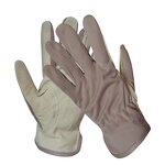 Sheepskin Gloves Manufacturer - Beige Leather Stretch Cloth Knitted Breathable Cuffs Anti-Static for Garden Medium