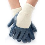 Industrial Gloves Manufacturer - Fluff Brot Semi-Dipped Blue Nitrile Medium Thickness for Machine Maintenance Oil Exploitation
