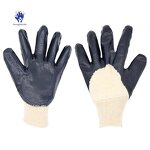 Industrial Gloves Manufacturer - Fluff Brot Semi-Dipped Blue Nitrile Medium Thickness for Machine Maintenance Oil Exploitation