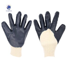 Industrial Gloves Manufacturer - Fluff Brot Semi-Dipped Blue Nitrile Medium Thickness for Machine Maintenance Oil Exploitation