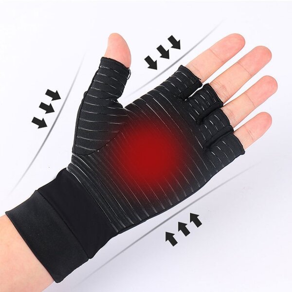 Arthritis Gloves Manufacturer - OEM Half-finger Silicone Striped Cycling Rehabilitation Deodorizing Sensitive