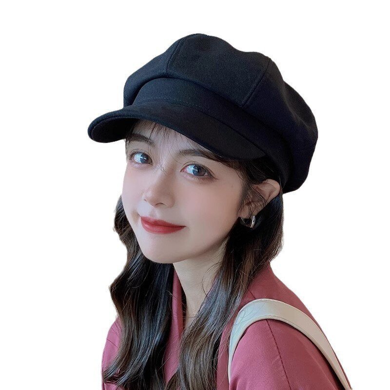 Beret Hat Manufacturer - Solid Color Korean Version Duck Tongue New Versatile Octagonal Design Spring and Autumn Trendy