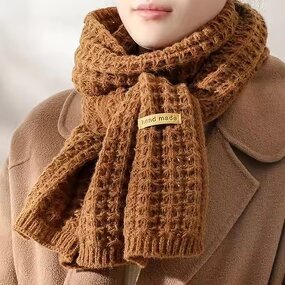 Scarf Manufacturer - Autumn Winter Japanese Korean Style Double-Sided Houndstooth Versatile Warm Knitted Accessory