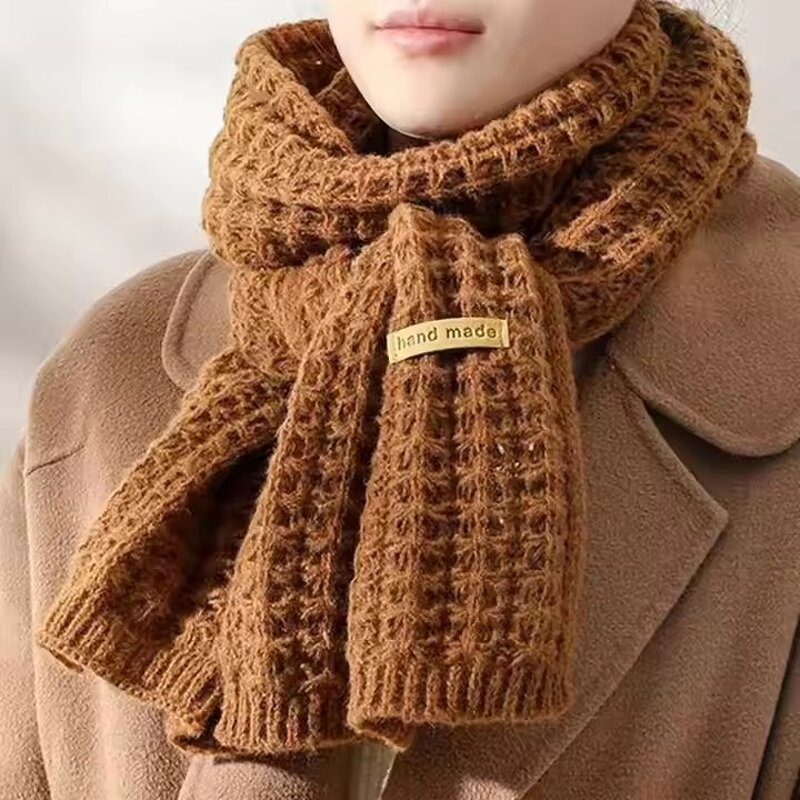 Scarf Manufacturer - Autumn Winter Japanese Korean Style Double-Sided Houndstooth Versatile Warm Knitted Accessory