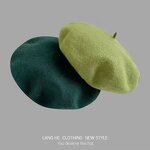 Beret Cap Manufacturer - Women's Woolen Korean Retro Artistic Hat Solid Color for Fall Winter Casual Applicable
