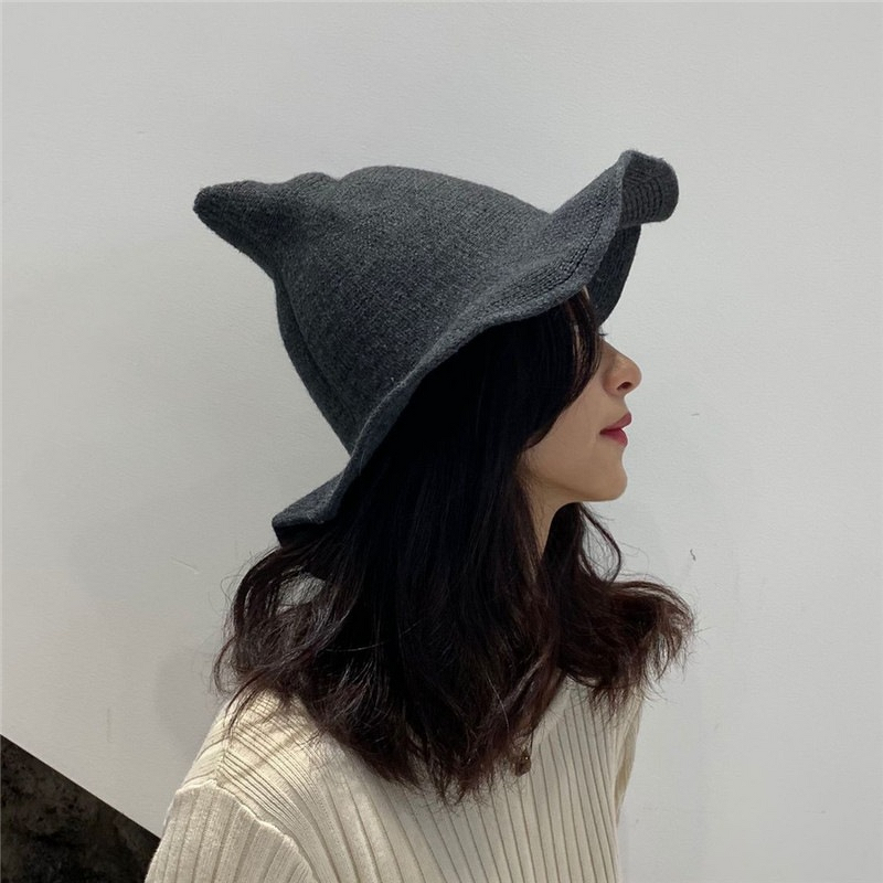 Wizard Hat Manufacturer - Halloween Witch Hat Cotton Yarn Knitted Pointed Foldable Magic Hat for Summer Casual