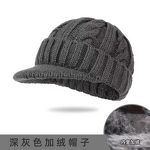 Knitted Hat Manufacturer - Cross-Border Men's Winter Warm Braided Short Brim Duckbill Cap 100% Acrylic Fleece-Lined