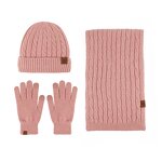 Winter Set Manufacturer - 2025 Unisex Three-Piece of Solid Color Warm Knitted Gloves and Beanie Customizable
