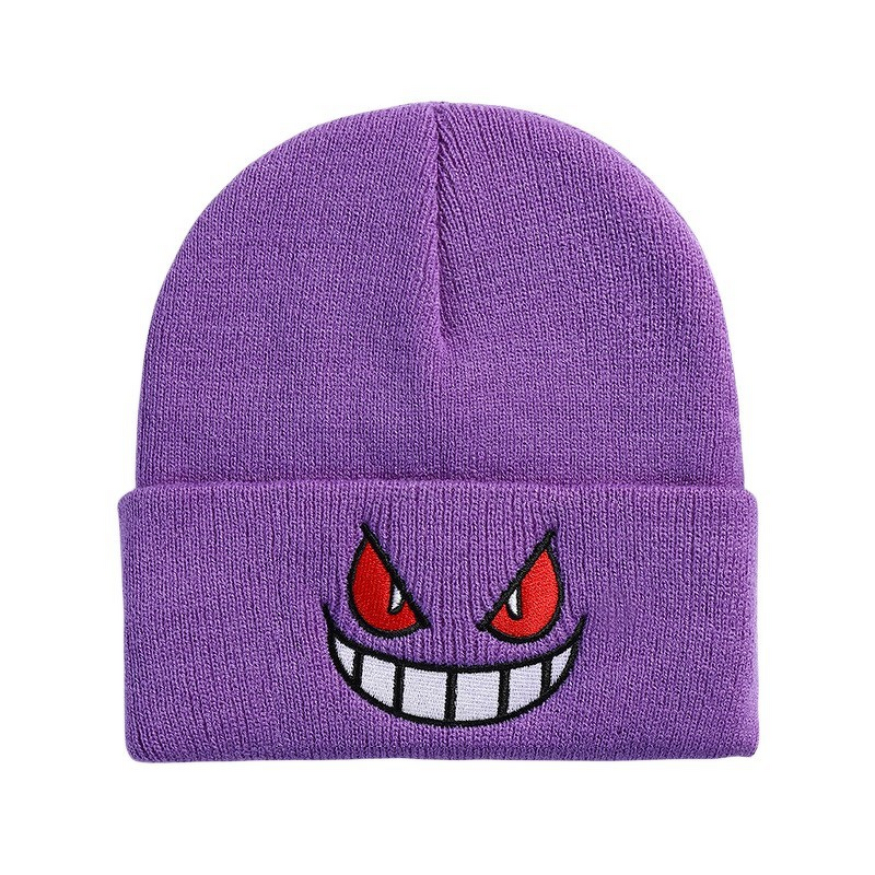 Knitted Hat Manufacturer - Autumn Winter New Anime Cartoon Big Mouth Red Eyes Embroidered Warm 3D Embroidered