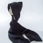 Knitted Hat Manufacturer - Women's Versatile Autumn Winter Warm with Integrated Korean Style Shawl Parent-Child Hooded