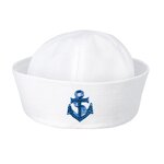 Sailor Hat Manufacturer - Navy with Round Top Flanged Brimless Stripes Costume Props