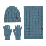 Winter Set Manufacturer - 2025 Unisex Three-Piece Winter Warm Solid Color Knitted Scarf Gloves and Customizable Beanie