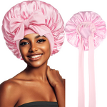 Women's Sleep Hat Manufacturer - Elastic Satin Nightcap with Bow Ribbon Beauty Hair Care Made Silk for Ski Scenes
