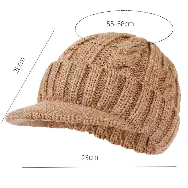 Knitted Hat Manufacturer - Cross-Border Men's Winter Warm Braided Short Brim Duckbill Cap 100% Acrylic Fleece-Lined