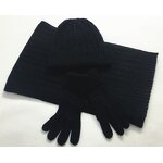 Winter Set Manufacturer - Autumn and Winter Three-Piece Classic Twist Warm Hat Scarf Glove Set Embroidered Square