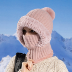 Cycling Hat Manufacturer - Women's Winter with Neck Scarf Mask Cross-Border All-In-One Windproof Fleece-Lined Warm