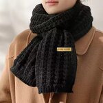 Scarf Manufacturer - Autumn Winter Japanese Korean Style Double-Sided Houndstooth Versatile Warm Knitted Accessory