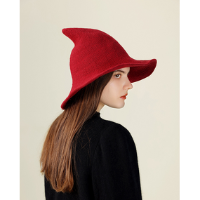 Wizard Hat Manufacturer - Halloween Foldable Knitted Regular Pointed Witch Hat for Casual Party Cross-Border Santa Hat