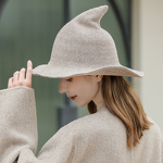 Wizard Hat Manufacturer - Halloween Witch Hat Cotton Yarn Knitted Pointed Foldable Magic Hat for Summer Casual