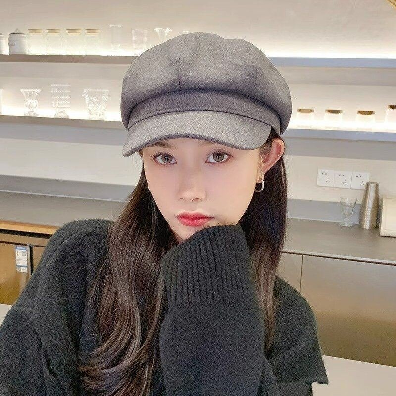 Octagonal Hat Manufacturer - Solid Color New Versatile Korean Version Spring and Autumn Trendy Women's Casual Beret
