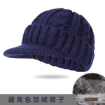 Knitted Hat Manufacturer - Cross-Border Men's Winter Warm Braided Short Brim Duckbill Cap 100% Acrylic Fleece-Lined