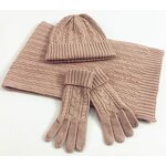 Winter Set Manufacturer - Autumn and Winter Three-Piece Classic Twist Warm Hat Scarf Glove Set Embroidered Square