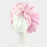 Women's Sleep Hat Manufacturer - Elastic Satin with Bow Ribbon Beauty Hair Care Nightcap Made Silk for Casual