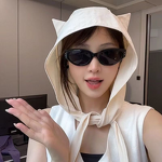 Fisherman Hat Manufacturer - Strap Quick-Drying Sun Protection Turban Hat Cute Cat Ears Thin Ear Protection for Students